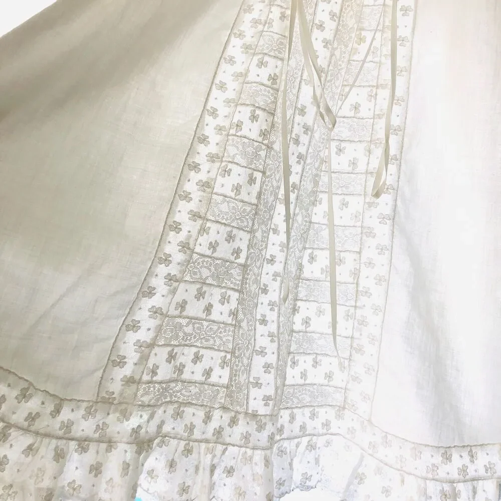 VTG Baby Christening 2 Piece -Gown And Slip Handmade Cotton Lace Baptismal Gown
